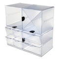 Office Jansan | Deflecto 350301 6 in. x 7.2 in. x 6 in. 4 Compartments 4 Drawers Stackable Plastic Cube Organizer - Clear image number 4