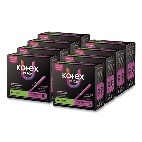 Cleaning & Janitorial Supplies | Kimberly-Clark 51581 U by Kotex Click Super Absorbency Compact Tampons (8 Packs/Carton) image number 0