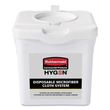 Rubbermaid Commercial HYGEN 7.92 in. x 7.75 in. x 7.44 in. Disposable Microfiber Charging Bucket - White (4/Carton)