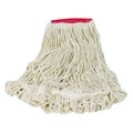 Mops | Rubbermaid Commercial FGD25306WH00 Super Stitch Blend 24 oz. Cotton/Synthetic Wet Mop Head - White/Red (6/Carton) image number 1