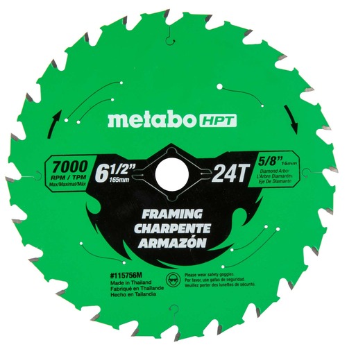 Circular Saw Blades | Metabo HPT 115756M 6-1/2 in. 24-Tooth Industrial PTFE Circular Saw Framing Blade image number 0