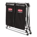 Office Jansan | Rubbermaid Commercial 1881781 Two-Compartment 24.10 in. x 35.70 in. x 34 in. Collapsible X-Cart - Black/Silver image number 2
