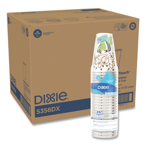 Just Launched | Dixie 5356DX PerfecTouch 16 oz. Paper Hot Cups - Coffee Haze Design (500-Piece/Carton) image number 0
