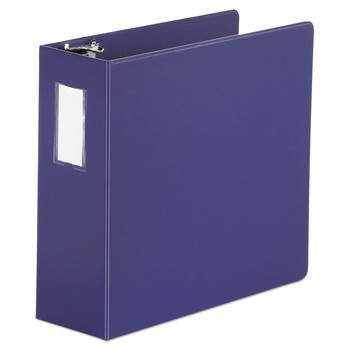 Universal UNV20707 11 in. x 8.5 in., 4 in. Capacity, 3 Rings, Deluxe Non-View D-Ring Binder with Label Holder - Navy Blue