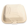 Food Service | Boardwalk BWKHNGE991CNPFA 9 in. x 9 in. x 3.19 in. Bagasse PFAS-Free Sugarcane Food Containers - Tan (100/Sleeve, 2 Sleeves/Carton) image number 1