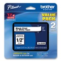 Office Jansan | Brother P-Touch TZE2312PKG Tze Standard Adhesive 0.47 in. x 26.2 ft. Laminated Labeling Tapes - Black On White (2/Pack) image number 0