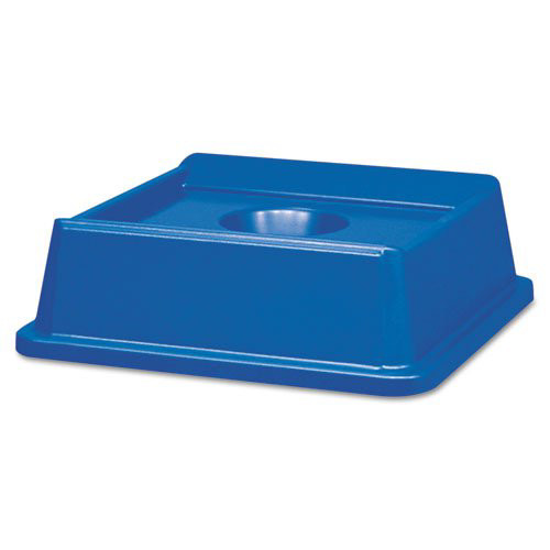 Rubbermaid Commercial FG279100DBLUE Untouchable 20-1/8 in. x 20-1/8 in. Bottle and Can Recycling Lid - Blue image number 0
