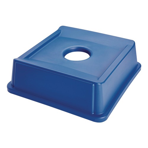 Trash & Waste Bins | Rubbermaid Commercial FG279100DBLUE Untouchable 20-1/8 in. x 20-1/8 in. Bottle and Can Recycling Lid - Blue image number 0