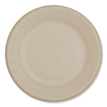 World Centric PL-SC-U6-LFS 6.1 in. Diameter Ripple Edge Paper Fiber Plates - Natural (1000/Carton)