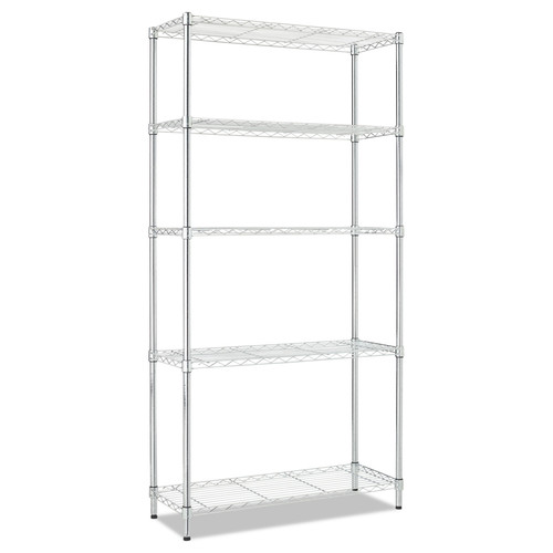Tool Storage Accessories | Alera ALESW853614SR Residential Wire Shelving Five-Shelf 36w x 14d x 72h Silver image number 0