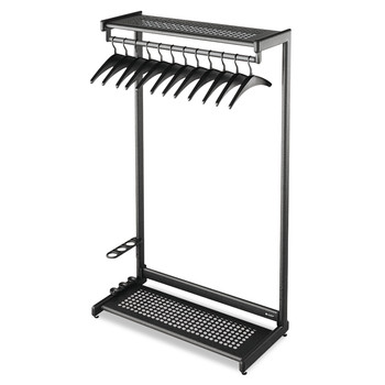 Quartet 20224 Single-Sided Rack W/two Shelves, 12 Hangers, Steel, 48-in Wide, Black