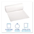 Trash Bags | Boardwalk H4823LWKR01 24 in. x 23 in. 10 gal. 0.4 mil. Low-Density Waste Can Liners - White (25 Bags/Roll, 20 Rolls/Carton) image number 2