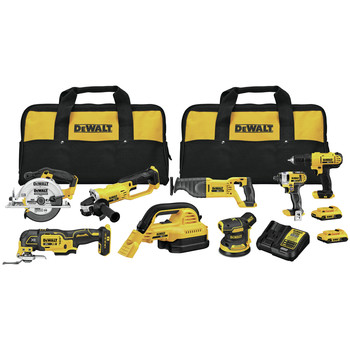 Dewalt 20V MAX Lithium-Ion Cordless 8-Tool Combo Kit with 2 Batteries (2 Ah)