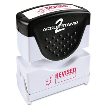 ACCUSTAMP2 1.63 in. x 0.5 in. REVISED Pre-Inked Shutter Stamp - Red