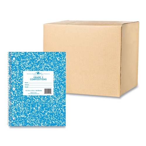 Notebooks & Pads | Roaring Spring 10102 10.5 in. x 8 in. 36-Sheets Wirebound Grade School Composition Notebook - Blue Marble Cover (48/Carton) image number 0