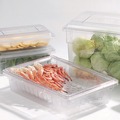 Food Service | Carlisle 1062807 18 in. x 26 in. StorPlus Polycarbonate Plastic Food Storage Container Colander - Clear image number 3