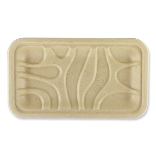 Food Trays, Containers, and Lids | World Centric TR-SC-17S-LFS 4.8 in. x 8.3 in. x 0.7 in. Paper Fiber Trays - Natural (500/Carton) image number 0