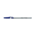 Office Jansan | Universal UNV27421 Fine 0.7 mm Stick Ballpoint Pen - Blue Ink, Gray/Blue Barrel (1 Dozen) image number 3
