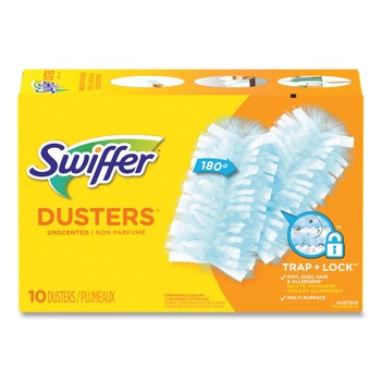 CLEANING BRUSHES | Swiffer 21459BX Dust Lock Fiber Refill Dusters - Light Blue, Unscented (10-Piece/Box)