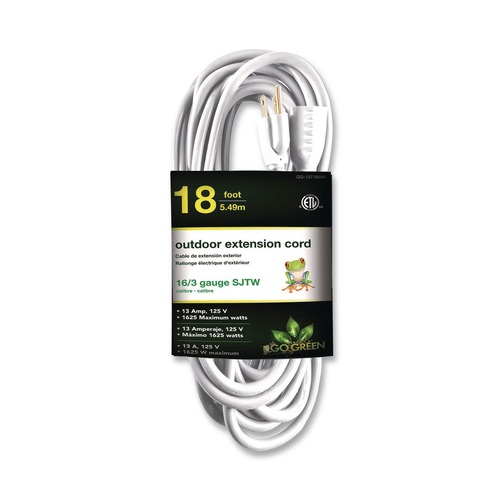 Office Electronics & Batteries | GoGreen Power GG-13718WH 16 AWG Outdoor Extension Cord, 18 ft, 13 A, White image number 0