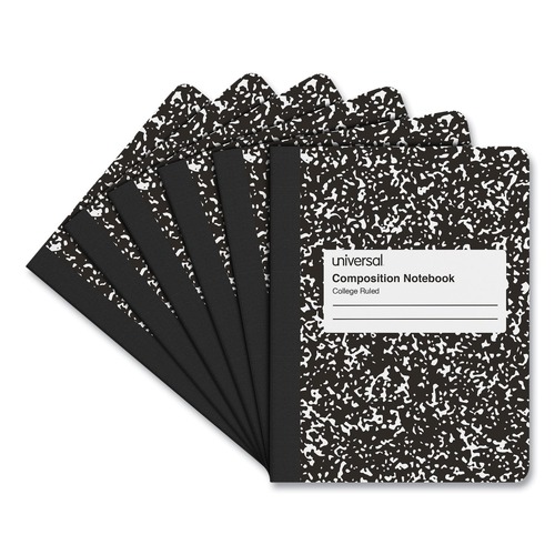 | Universal UNV20946 100 Sheet Medium/College Rule 9.75 in. x 7.5 in. Composition Book - Black Marble (6/Pack) image number 0