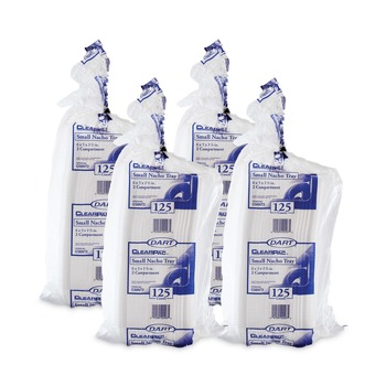 Dart C56NT2 ClearPac 5 in. x 6 in. x 1.5 in. 2-Compartments Plastic Nacho Tray - Small Clear (500/Carton)