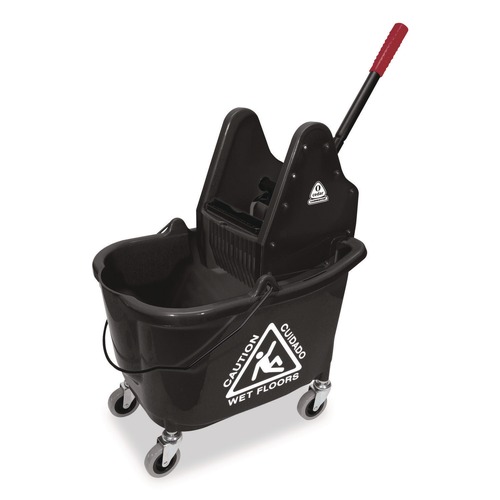Mop Buckets | Nexstep Commercial Products 96998 Premier Downpress Mop Bucket and Wringer, 35 qt, Black image number 0