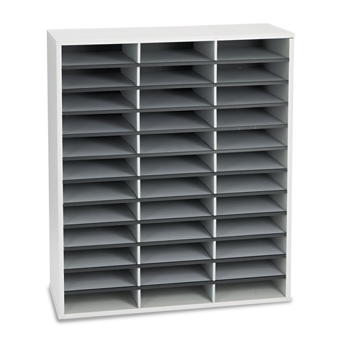 Labor Day Sale! Save $30 off $199! | Fellowes Mfg Co. 25061 36 Sections 29 in. x 11-7/8 in. x 34-11/16 in. Literature Organizer - Letter, Dove Gray image number 0
