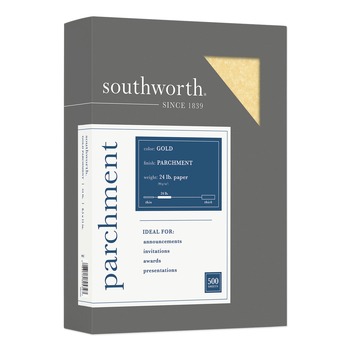 Southworth 24 lbs. Bond Weight 8.5 in. x 11 in. Parchment Specialty Paper - Gold (500/Box)