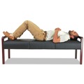 Labor Day Sale! Save $30 off $199! | Alera ALERL2419M Reception Lounge WL Series 65.75 in. x 22.25 in. x 22.88 in. 3-Seat Bench - Black Seat, Mahogany Base image number 3