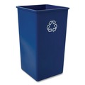 Trash Cans | Rubbermaid Commercial FG395973BLUE 50 gal. Plastic Square Recycling Container - Blue image number 2