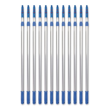 Gritt Commercial 3.5 ft. to 6 ft. Telescopic Aluminum Extension Pole with Click/Lock Adapter Cone - Blue/Silver (12/Carton)