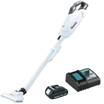 HANDHELD VACUUMS | Makita XLC10R1W 18V LXT Brushless Lithium-ion Compact Cordless 4 Speed Vacuum Kit with Push Button and Dust Bag (2 Ah)