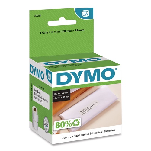 Office Jansan | DYMO 30251 LabelWriter 1.12 in. x 3.5 in. Address Labels - White (2/Box) image number 0
