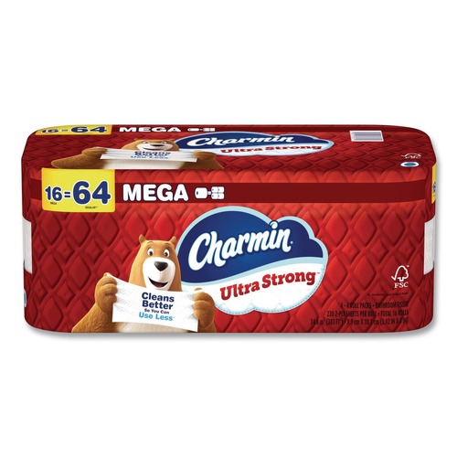Toilet Paper | Charmin 80772596 2-Ply Septic Safe Ultra Strong Bathroom Tissue - White (220 Sheets/Roll, 16 Rolls/Pack) image number 0