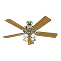 Ceiling Fans | Hunter 53066 52 in. Studio Series Bright Brass Finish Ceiling Fan with Light image number 2