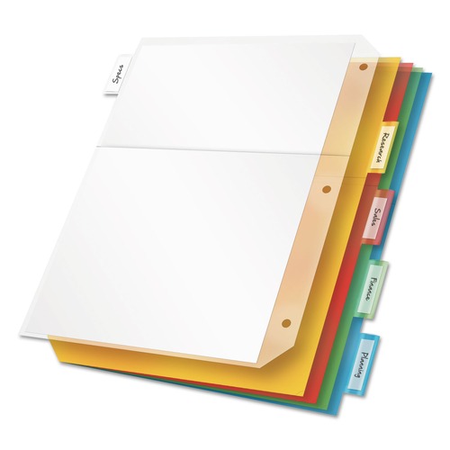  | Cardinal 84009 11 in. x 8-1/2 in. Letter Poly Ring Binder Pockets - Assorted Colors (5/Pack) image number 0