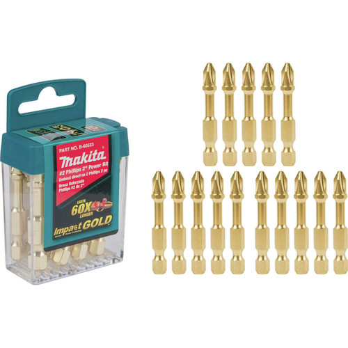 Bits and Bit Sets | Makita B-60523 Impact GOLD #2 Phillips 2 in. Power Bit (15-Pack) image number 0