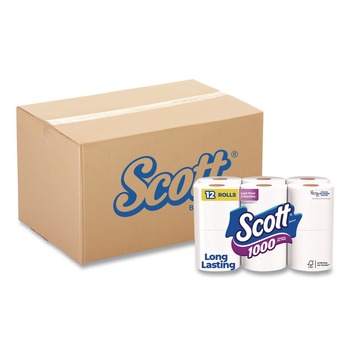 Scott 1-Ply 4.1 in. x 3.7 in. Septic Safe Toilet Paper - White (48/Carton)