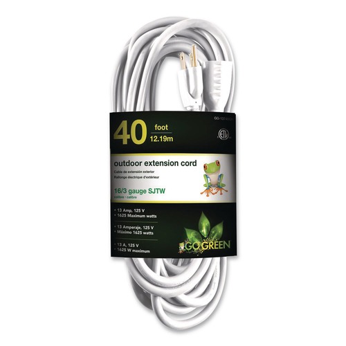 Office Electronics & Batteries | GoGreen Power GG-13740WH 16 AWG Outdoor Extension Cord, 40 ft, 13 A, White image number 0