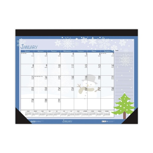Calendars & Planners | House of Doolittle 1396 18.5 in. x 13 in. 12-Month (Jan-Dec) 2026 Recycled Desk Pad Calendar - Illustrated Seasons Artwork/Black Binding/Corners image number 0