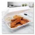 Food Trays, Containers, and Lids | Dart 95HT3R 9.25 in. x 9.5 in. x 3 in. 3-Compartment Foam Hinged Lid Containers - White (200/Carton) image number 4