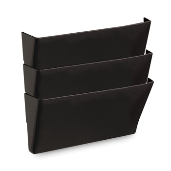 Universal UNV08121 13 in. x 4.13 in. x 14.5 in. 3-Section Plastic Wall File Pockets - Letter, Black (3/Pack)