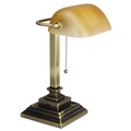  | Alera ALELMP517AB 10 in. x 10 in. x 15 in. Traditional Banker's Lamp with USB - Antique Brass image number 3