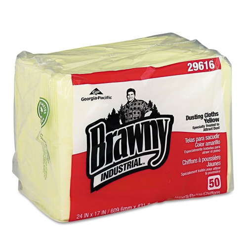 Cleaning & Janitorial Supplies | Georgia-Pacific 29616 17 in. x 24 in. Dusting Cloths Quarterfold - Unscented, Yellow (50/Pack, 4-Packs/Carton) image number 0