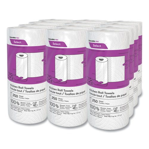 Paper Towels and Napkins | Cascades PRO K250 8 in. x 11 in. 2-Ply Select Kitchen Roll Towels (12/Carton) image number 0