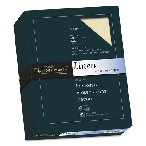 Office Jansan | Southworth 564C 24 lbs. Bond Weight 8.5 in. x 11 in. 25% Cotton Linen Business Paper - Ivory (1/Box) image number 0