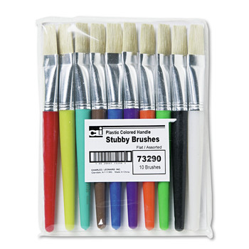 Charles Leonard 73290 Flat Profile Natural Bristle Stubby Brush Set (10/Set)