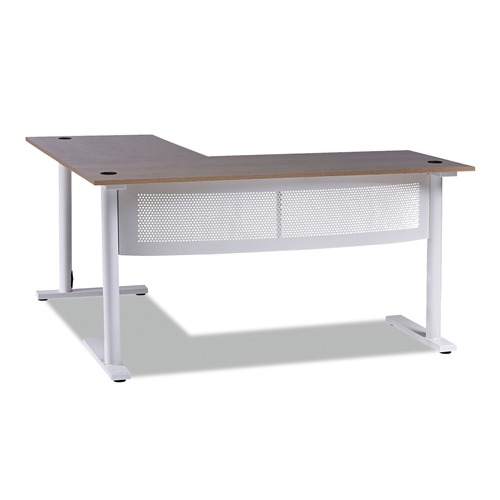 Office Desks & Workstations | Alera ALEWSL5959WB 59.05 in. x 59.05 in. x 29.53 in. L-Shaped Writing Desk - Beigewood/White image number 0