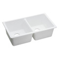 Elkay ELGU3322WH0 Quartz Undermount 33 in. x 18-1/2 in. Equal Double Bowl Sink (White) image number 0